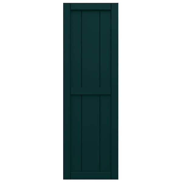 Ekena Millwork True Fit PVC, Two Board Framed Board-n-Batten Shutters, Thermal Green, 10 3/4W x 43H, PR - TFP101BF11X043FG