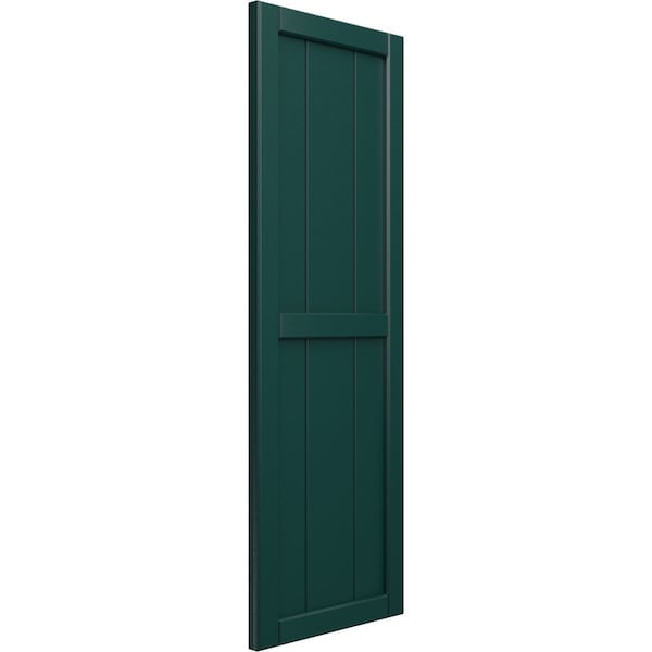 Ekena Millwork True Fit PVC, Two Board Framed Board-n-Batten Shutters, Thermal Green, 10 3/4W x 43H, PR - TFP101BF11X043FG