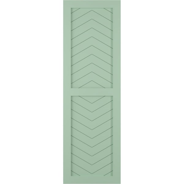 Ekena Millwork True Fit PVC Two Panel Chevron Modern Style Fixed Mount Shutters, Seaglass, 15W x 61H, PR - TFP101CV15X061SG