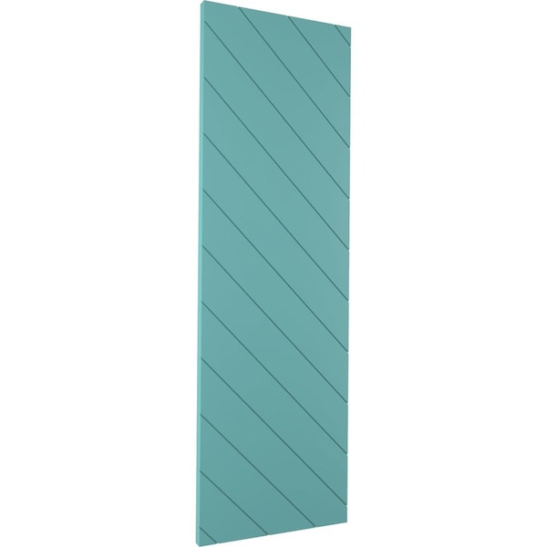 Ekena Millwork 12W x 40H True Fit PVC Diagonal Slat Modern Style Fixed Mount Shutters, Pure Turquoise, PR - TFP001DG12X040PT