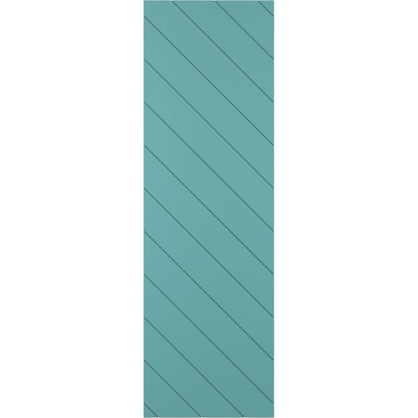 Ekena Millwork 12W x 40H True Fit PVC Diagonal Slat Modern Style Fixed Mount Shutters, Pure Turquoise, PR - TFP001DG12X040PT