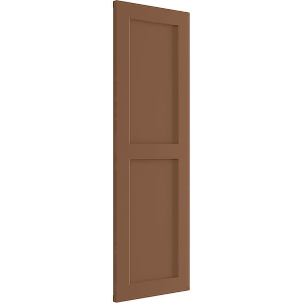 Ekena Millwork True Fit PVC Two Equal Flat Panel Shutters, Burnt Toffee, 15W x 42H, PR - TFP101FPF15X042BT