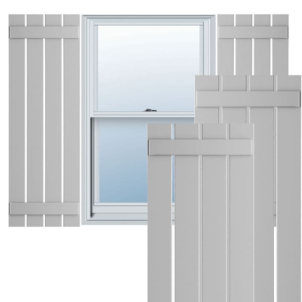 Ekena Millwork True Fit PVC Four Board Spaced Board-n-Batten Shutters, Primed , 23"W x 60"H - TFP101SBF23X060PR