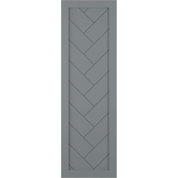 Ekena Millwork True Fit PVC Single Panel Herringbone Modern Style Fixed Mount Shutters, Ocean Swell, 12W x 29H, PR - TFP001HB12X029CH