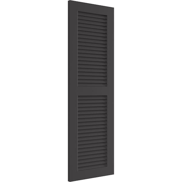 Ekena Millwork True Fit PVC, Two Equal Louver Shutters, Shadow Mountain, 15W x 50H, PR - TFP101LVF15X050SM