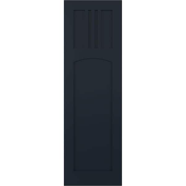 Ekena Millwork True Fit PVC San Miguel Mission Style Fixed Mount Shutters, Starless Night Blue, 15W x 78H, PR - TFP001SM15X078OB