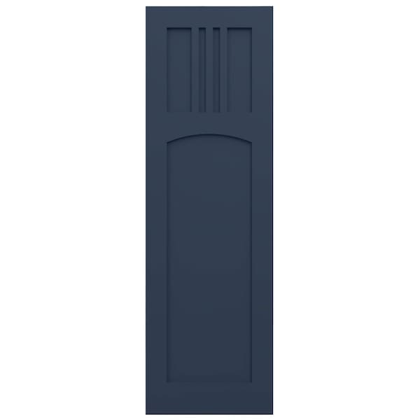 Ekena Millwork True Fit PVC San Miguel Mission Style Fixed Mount Shutters, Starless Night Blue, 15W x 78H, PR - TFP001SM15X078OB