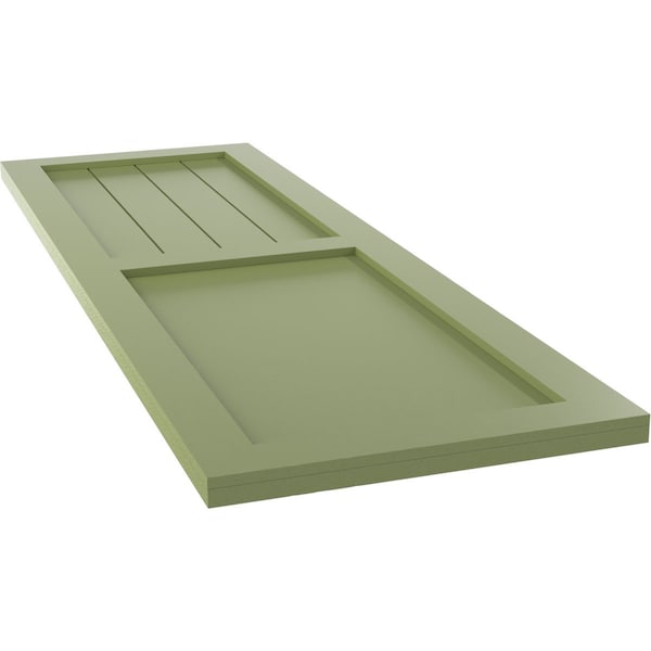 Ekena Millwork True Fit PVC Farmhouse/Flat Panel Combination Fixed Mount Shutters, Moss Green, 18W x 74H, PR - TFP101FC18X074MG