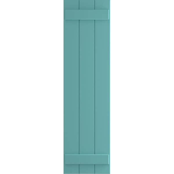 Ekena Millwork True Fit PVC, Three Board Joined Board-n-Batten Shutters, Pure Turquoise, 16 1/8W x 56H, PR - TFP101BBF16X056PT