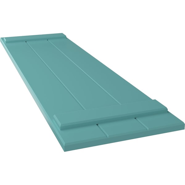 Ekena Millwork True Fit PVC, Three Board Joined Board-n-Batten Shutters, Pure Turquoise, 16 1/8W x 56H, PR - TFP101BBF16X056PT