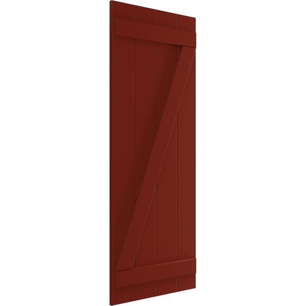 Ekena Millwork True Fit PVC Four Board Joined Board-n-Batten Shutters w/Z-Bar, Pepper Red , 21 1/2W x 35H, PR - TFP102BBF21X035MR