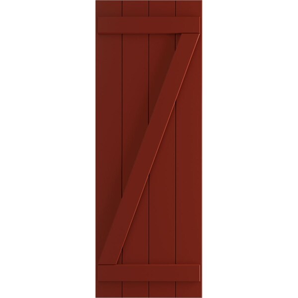 Ekena Millwork True Fit PVC Four Board Joined Board-n-Batten Shutters w/Z-Bar, Pepper Red , 21 1/2W x 35H, PR - TFP102BBF21X035MR