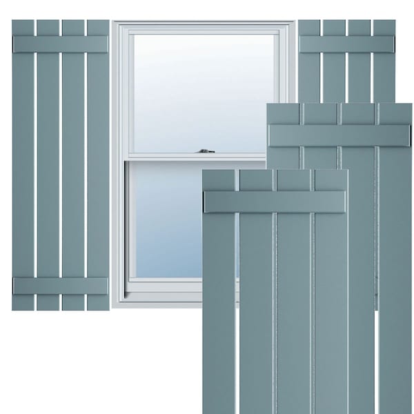 Ekena Millwork True Fit PVC Four Board Spaced Board-n-Batten Shutters, Peaceful Blue , 23W x 53H, PR - TFP101SBF23X053SB