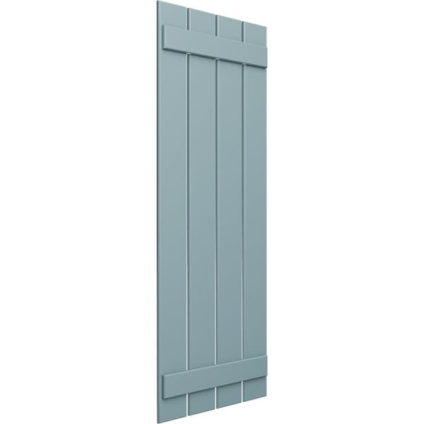 Ekena Millwork True Fit PVC Four Board Spaced Board-n-Batten Shutters, Peaceful Blue , 23W x 53H, PR - TFP101SBF23X053SB
