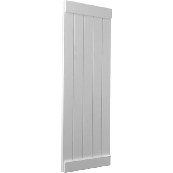 Ekena Millwork Americraft 5-Board Exterior Wood Joined Board-n-Batten Shutters w/ End Batten, ARW103BB518X43PRH - ARW103BB518X43PRH