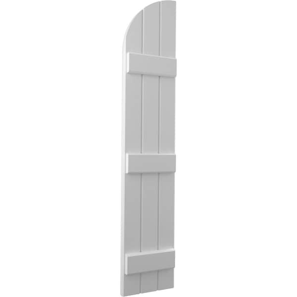 Ekena Millwork Americraft 3-Board (3 Batten) Wood Joined Board-n-Batten Shutters w/ Arch Top, ARW401BQ311X67PRH - ARW401BQ311X67PRH