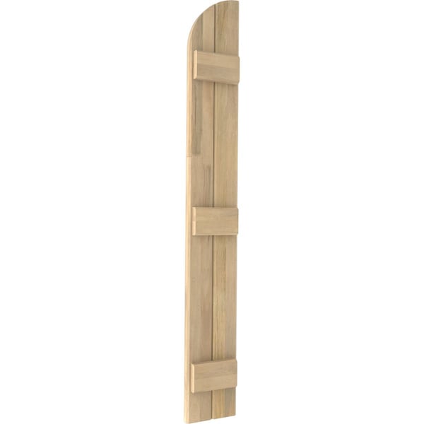 Ekena Millwork Americraft 2-Board (3 Batten) Wood Joined Board-n-Batten Shutters w/ Arch Top, ARW401BQ207X52UNH, PR - ARW401BQ207X52UNH