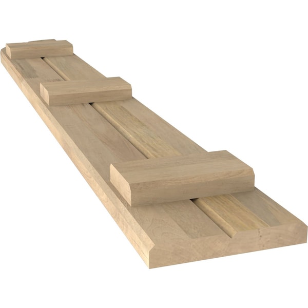 Ekena Millwork Americraft 2-Board (3 Batten) Wood Joined Board-n-Batten Shutters w/ Arch Top, ARW401BQ207X52UNH, PR - ARW401BQ207X52UNH