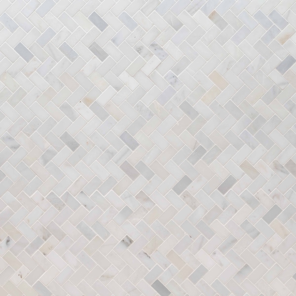 Msi Arabescato Carrara Herringbone Pattern 12 In. X 12 In. X 10 Mm Honed Marble Mosaic Tile, 10PK - ZOR-MD-0116