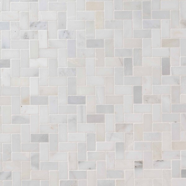 Msi Arabescato Carrara Herringbone Pattern 12 In. X 12 In. X 10 Mm Honed Marble Mosaic Tile, 10PK - ZOR-MD-0116