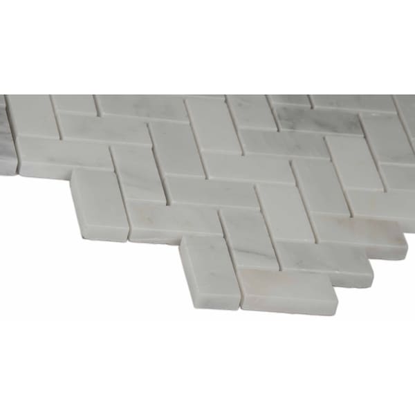 Msi Arabescato Carrara Herringbone Pattern 12 In. X 12 In. X 10 Mm Honed Marble Mosaic Tile, 10PK - ZOR-MD-0116