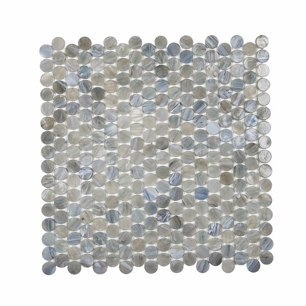 Apollo Tile Sample of Blue Ocean 12.2"x12.2" Penny Round Glass Mosaic Tile - APLAPN9901EC03 SAMPLE