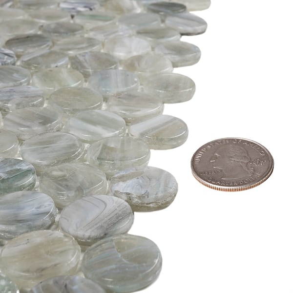 Apollo Tile Sample of Blue Ocean 12.2"x12.2" Penny Round Glass Mosaic Tile - APLAPN9901EC03 SAMPLE