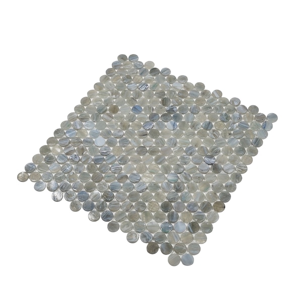 Apollo Tile Sample of Blue Ocean 12.2"x12.2" Penny Round Glass Mosaic Tile - APLAPN9901EC03 SAMPLE
