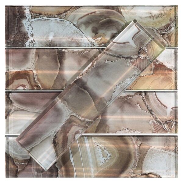Andova Tiles Myst 3 in. x 12 in. Glass Marble Look Subway Wall Tile - SAM-ANDMYS246