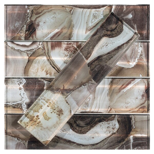 Andova Tiles Myst 3 in. x 12 in. Glass Marble Look Subway Wall Tile - SAM-ANDMYS246
