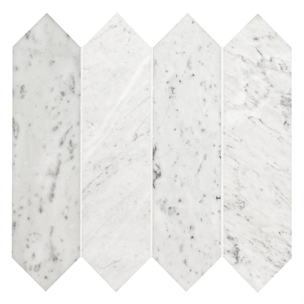 Msi Carrara White Picket SAMPLE Honed Marble Mesh-Mounted Mosaic Tile - ZOR-MD-0341-SAM
