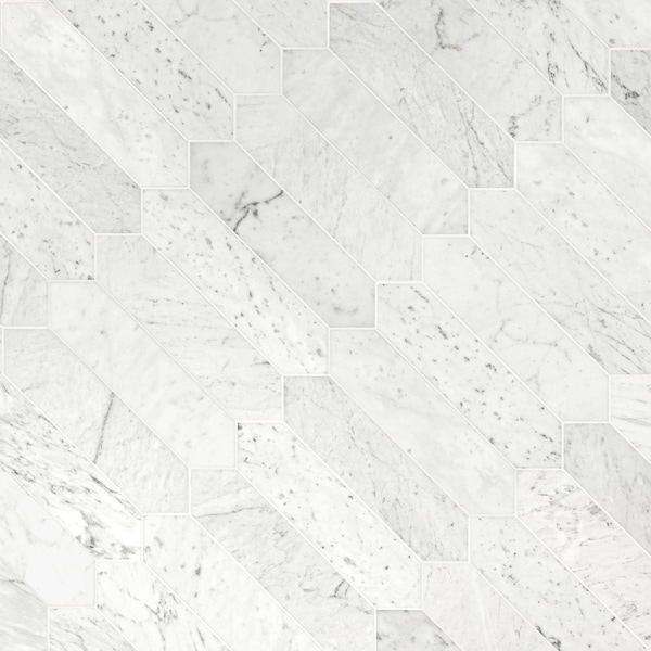 Msi Carrara White Picket SAMPLE Honed Marble Mesh-Mounted Mosaic Tile - ZOR-MD-0341-SAM