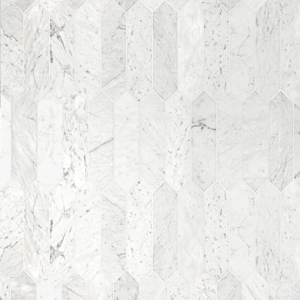 Msi Carrara White Picket SAMPLE Honed Marble Mesh-Mounted Mosaic Tile - ZOR-MD-0341-SAM