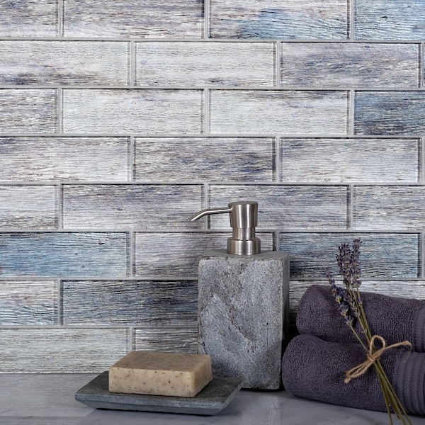 Apollo Tile Sample of Blue Wood Look Glass 11.8"x11.8" Subway Tile - APLSRA9901EC50 SAMPLE