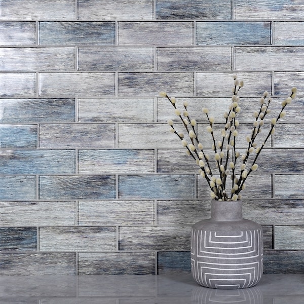 Apollo Tile Sample of Blue Wood Look Glass 11.8"x11.8" Subway Tile - APLSRA9901EC50 SAMPLE