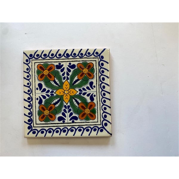 Bateria De Cocina 6 x 6 in. Mexican Decorative Tiles, L123, 4PK - BA2583585