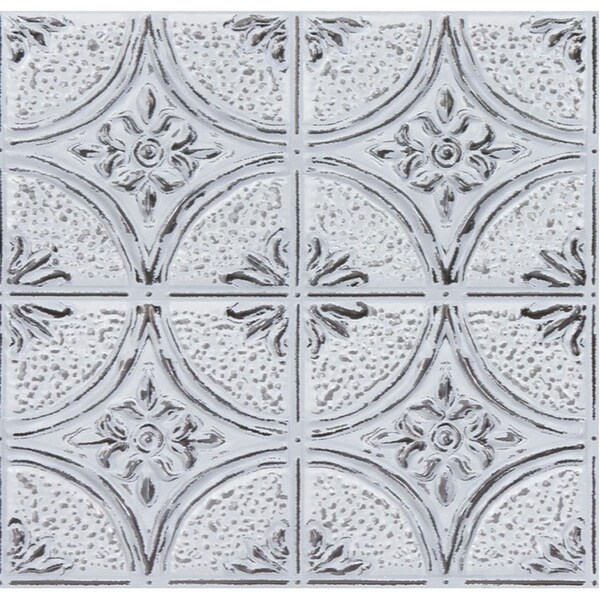 Inhome Camden Antique White Faux Tin Peel & Stick Backsplash Tiles, Metallics - NH3793