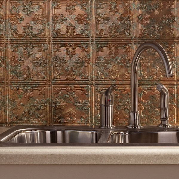 Fasade Fasade 18in x 24in Traditional 10 Copper Fantasy Backsplash Panel 5pk - PB5711