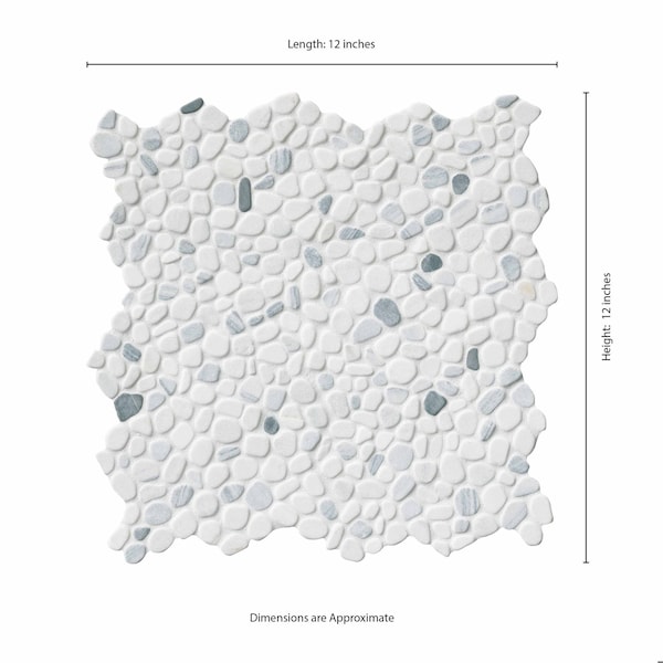 Msi Black And White Pebbles 11.42 In. X 11.42 In. Marble Mesh-Mounted Mosaic Tile, 10PK - ZOR-MD-0102