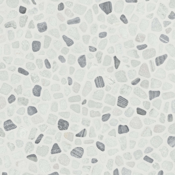 Msi Black And White Pebbles 11.42 In. X 11.42 In. Marble Mesh-Mounted Mosaic Tile, 10PK - ZOR-MD-0102