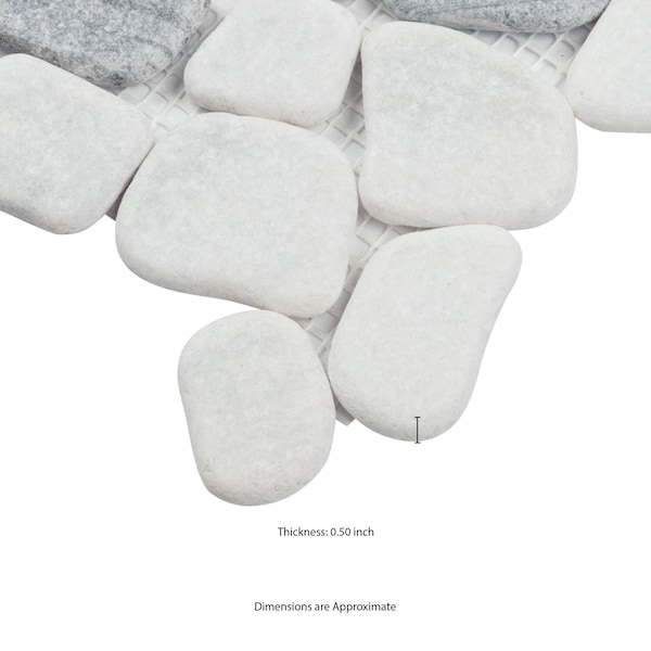 Msi Black And White Pebbles 11.42 In. X 11.42 In. Marble Mesh-Mounted Mosaic Tile, 10PK - ZOR-MD-0102
