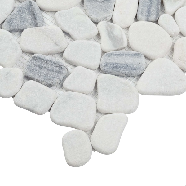 Msi Black And White Pebbles 11.42 In. X 11.42 In. Marble Mesh-Mounted Mosaic Tile, 10PK - ZOR-MD-0102