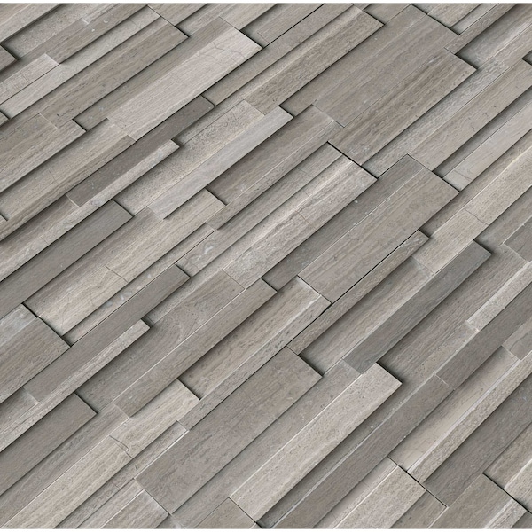 Msi Gray Oak 3D Ledger Panel 6 In. X 24 In. Honed Marble Wall Tile, 6PK - ZOR-PNL-0038