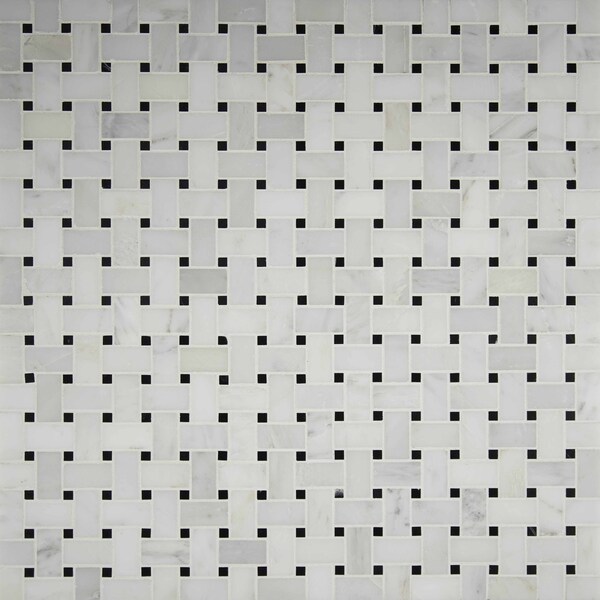 Msi Greecian White Basketweave SAMPLE Polished Marble Mesh-Mounted Mosaic Tile - ZOR-MD-0118-SAM