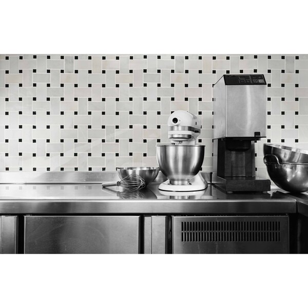 Msi Greecian White Basketweave SAMPLE Polished Marble Mesh-Mounted Mosaic Tile - ZOR-MD-0118-SAM