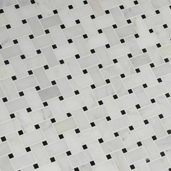 Msi Greecian White Basketweave SAMPLE Polished Marble Mesh-Mounted Mosaic Tile - ZOR-MD-0118-SAM