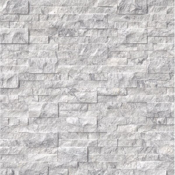 Msi Rockmount Arabescato Carara Splitface Ledger Panel 6"X18" Spliface Natural Marble Wall Tile, 4PK - ZOR-PNL-0017