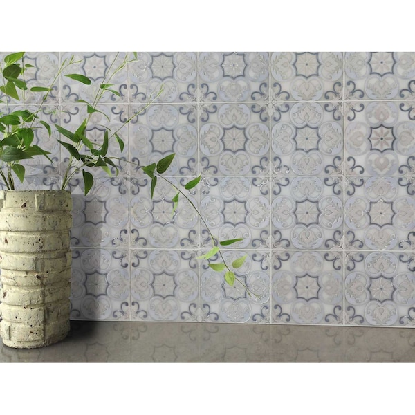 Msi Tetris Florita Blanco 6" X 6" Polished Marble Wall Tile, 20PK - ZOR-NS-0075