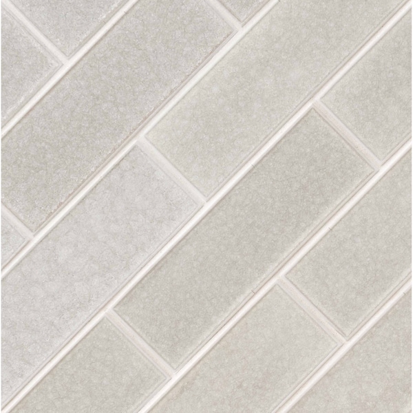 Msi Frosted Icicle 3 In. X 9 In. Glossy Glass Ice White Subway Tile, 20PK - ZOR-MD-T-0133