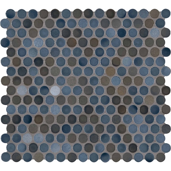 Msi Penny Round Azul 11.3 In. X 12.2 In. X 6 Mm Porcelain Mesh-Mounted Mosaic Tile, 15PK - ZOR-MD-0212